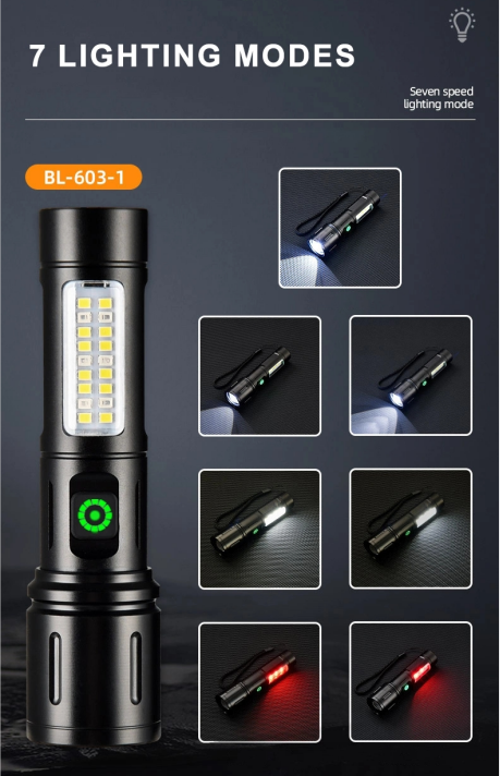 LO-125 Aluminum Alloy EDC Flashlight with COB Side Light heliuslights 1212
