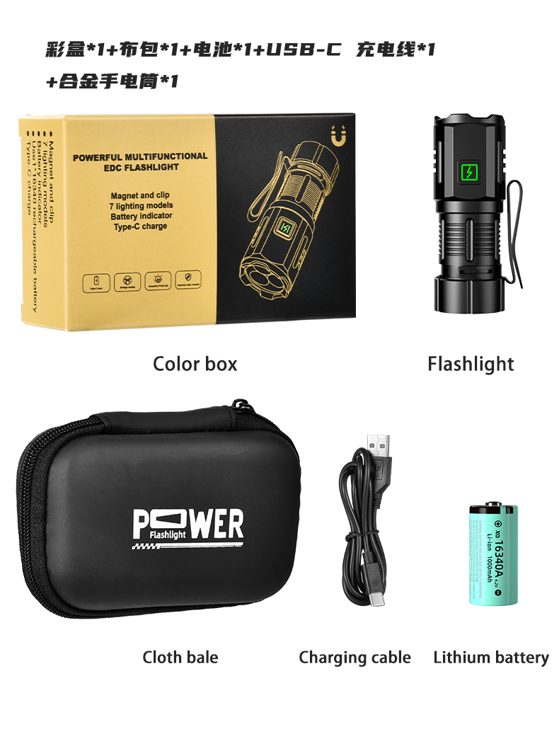 F30 3 XTE 1080lm 16340 Battery EDC Flashlight_17