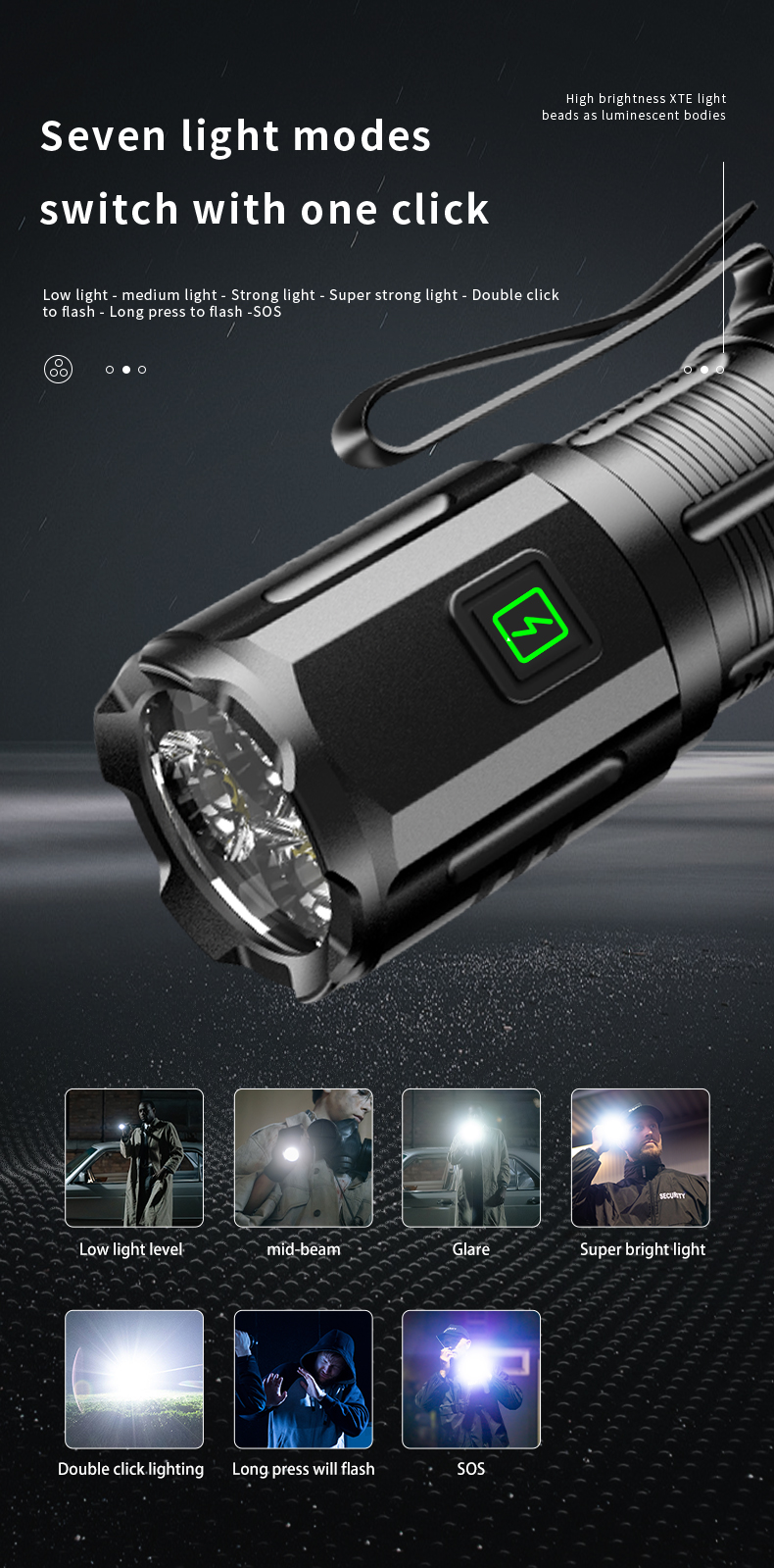 F30 3 XTE 1080lm 16340 Battery EDC Flashlight 07