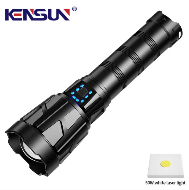 LO-067 Aluminum Alloy Zoomable Flashlight Battery Add-On Design
