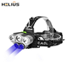 H111 5 LED Camping Headlamp USB Rechargeable White and Blue Light 