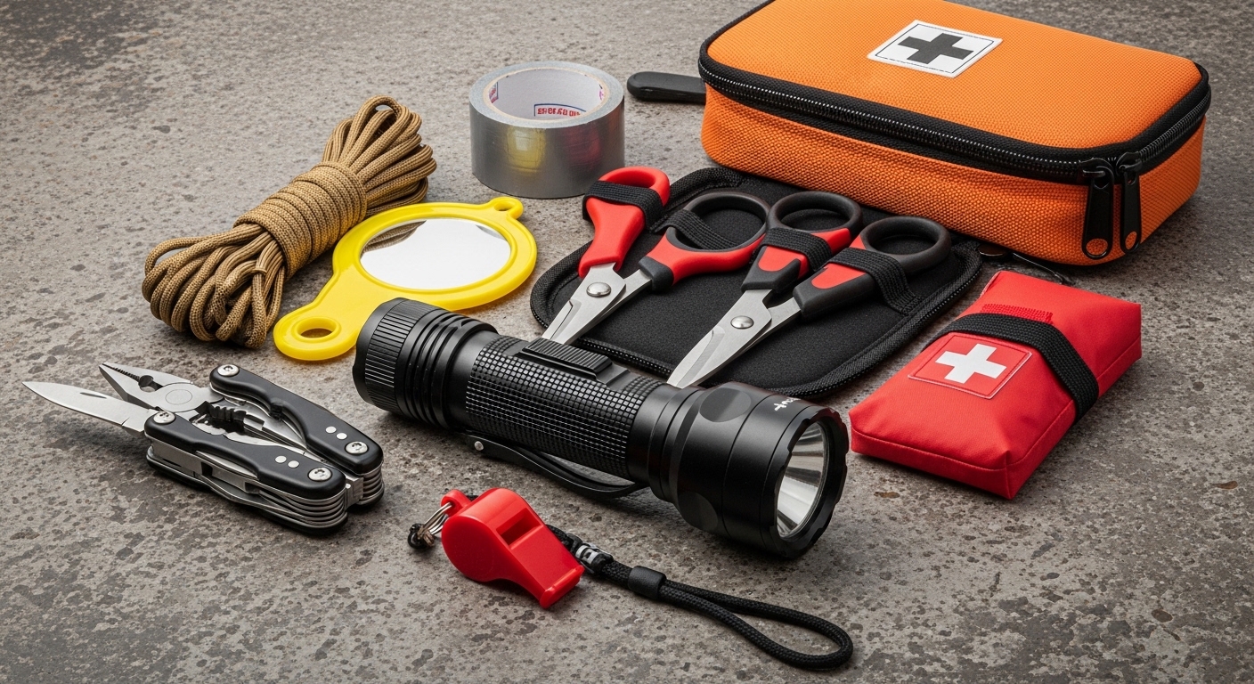 An emergency kit featuring essential rescue tools and a durable flashlight.png