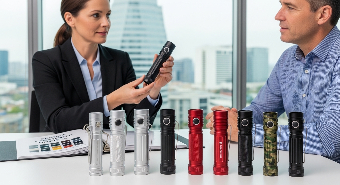 A Flashlight supplier showing various Surface Treatment options for a Flashlight OEM client.png