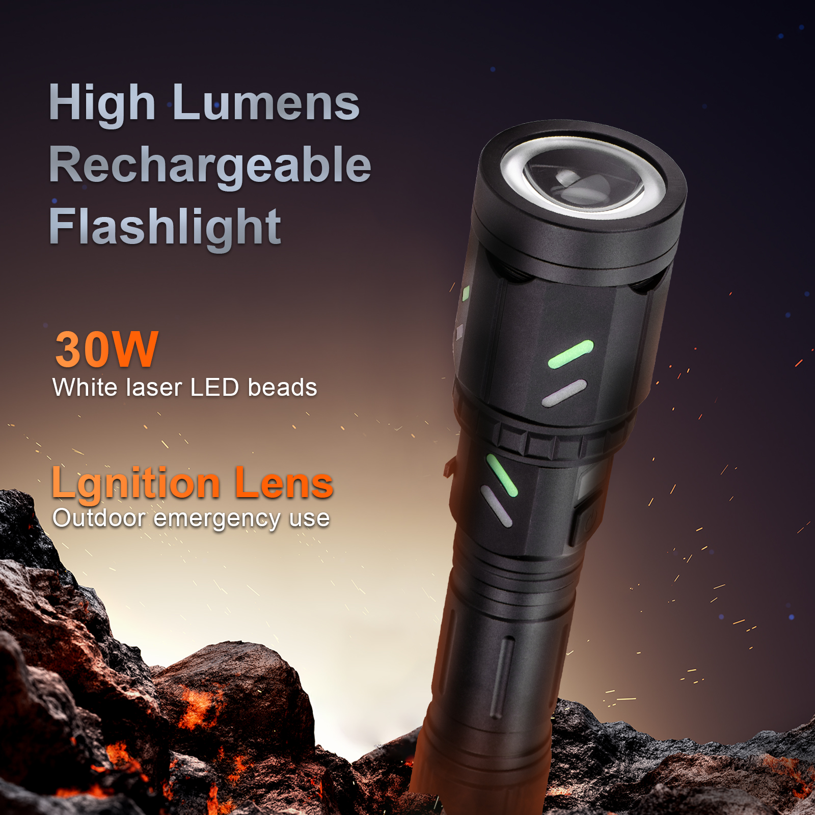 Helius FL-161 White Laser Interchangeable Lens Reachargabel Flashlight 7
