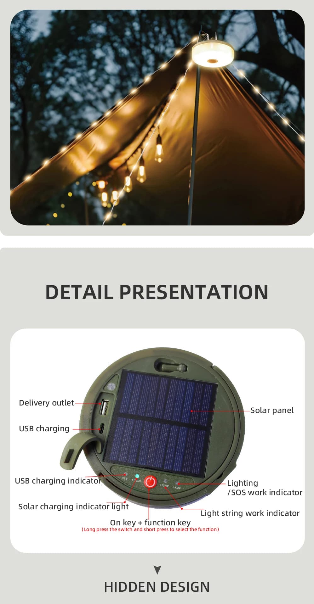 LED Camping String Lights Remote Control Solar Charging _005