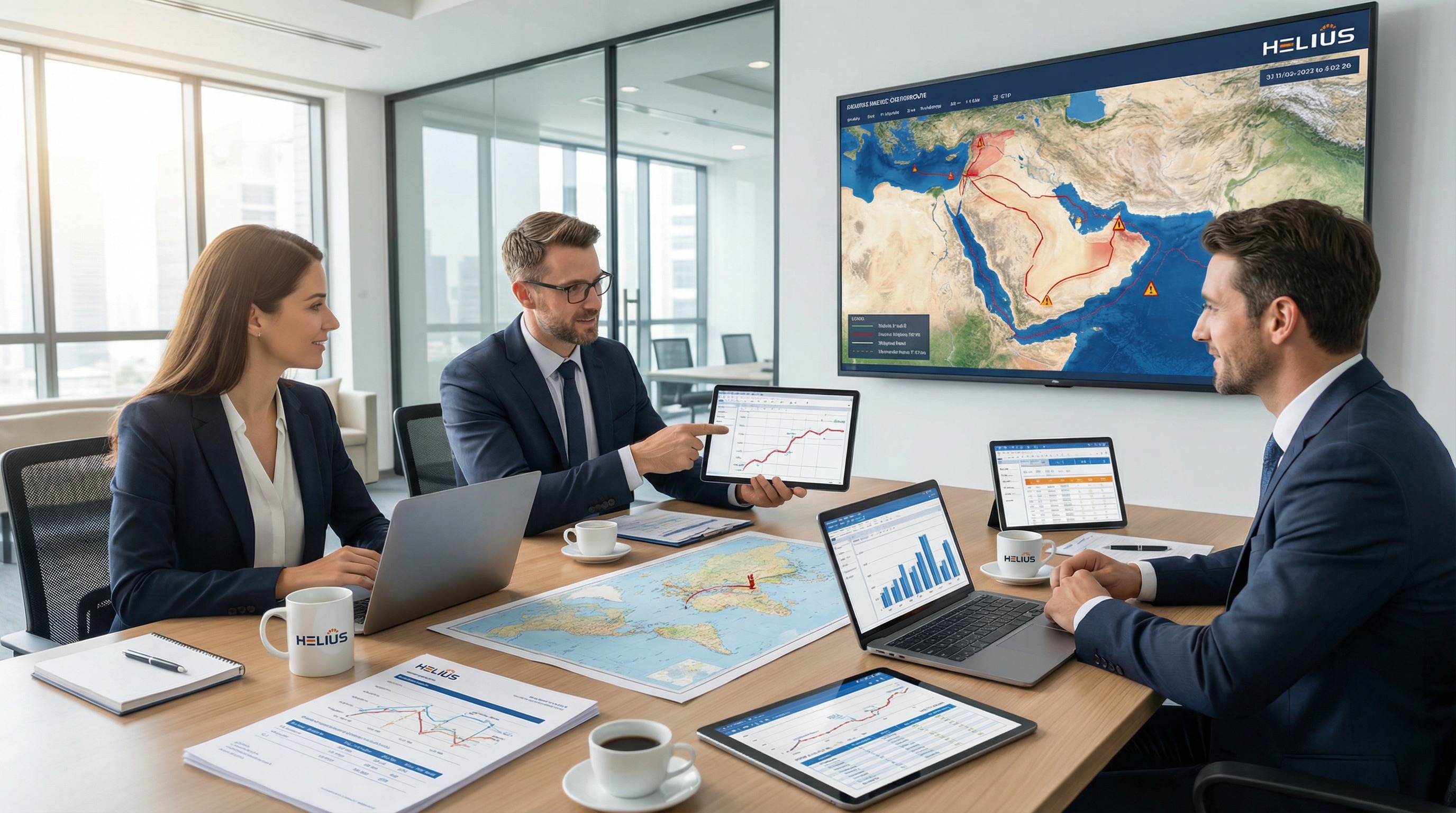 A merchandise Distributor discussing new logistics plans with a Supplier