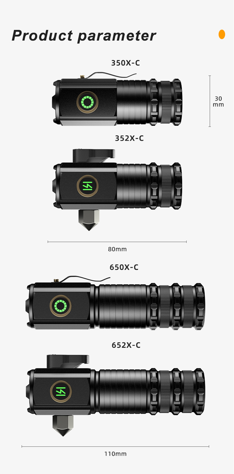 F350 3LED 2000 lumen Magnet 18350 EDC Flashlight_004