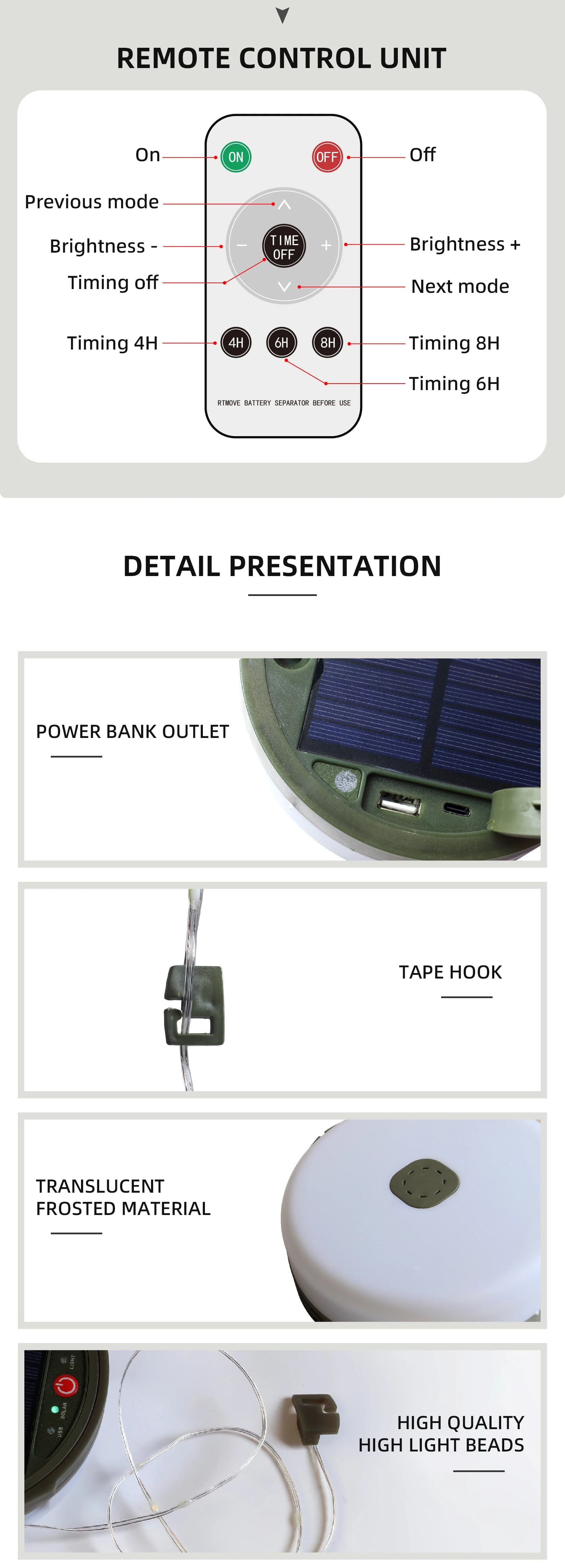 LED Camping String Lights Remote Control Solar Charging _004