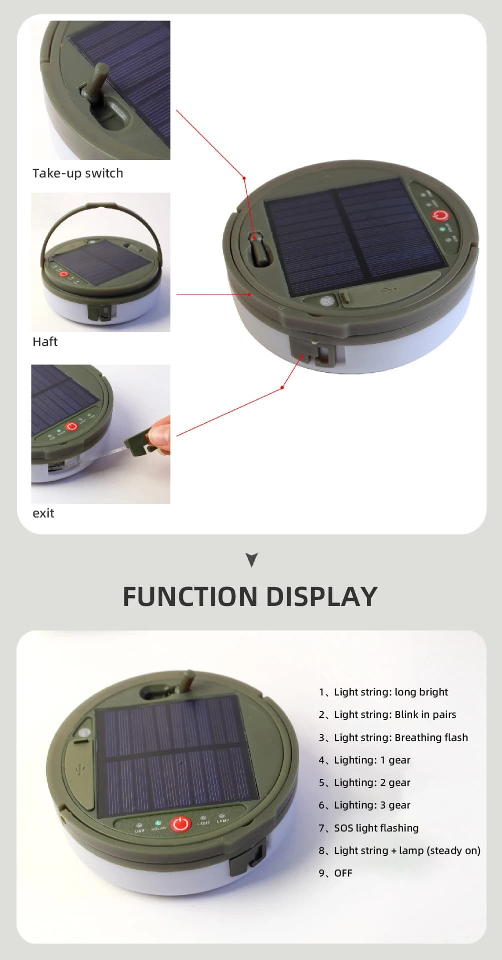 LED Camping String Lights Remote Control Solar Charging _003