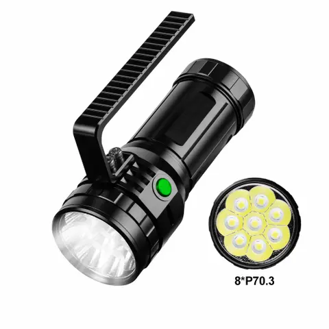 Helius H-G70 40000 Lumens Flashlight - 8*P70.3 USB-C Searchlight with Cooling Fan
