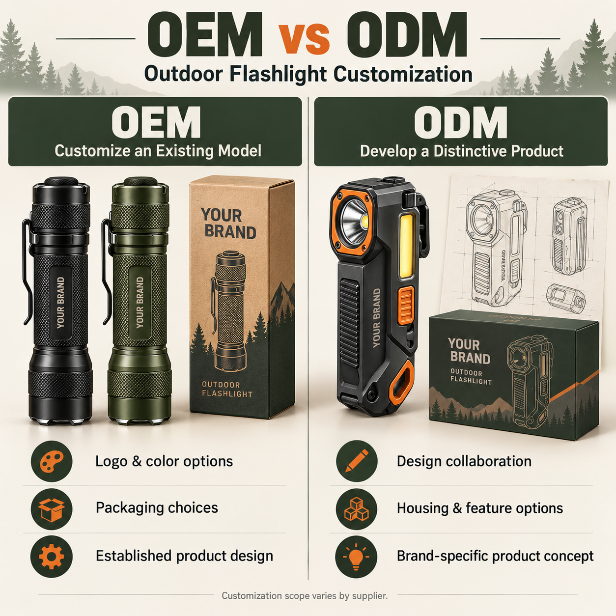 OEM outdoor flashlight and ODM Outdoor Flashlights comparison for brand customization helius flashlight.png