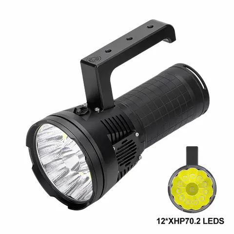 Helius H-12C 70000 Lumens Searchlight - 12*XHP70.2 USB-C Torch with Cooling Fans
