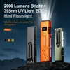 Helius HT01 Flat EDC Flashlight - 2000 Lumens UV Light USB-C Torch with Digital Display