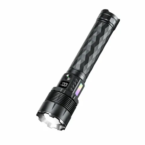 Helius TK-A8 15000mAh Flashlight - 7070 White Laser Zoomable Torch with Digital Display
