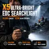 ሄሊየስ X5 ታክቲካል የእጅ ባትሪ - 15000 Lumens Quad LED USB-C Torch ከ 21700 ባትሪ ጋር